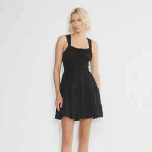 Elegant Black Matine Poplin Sleeveless Dress